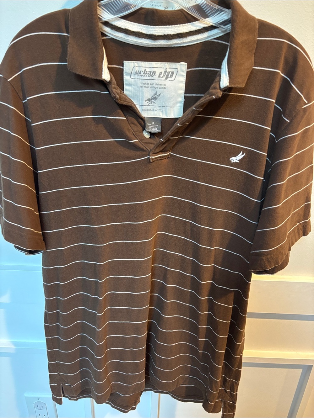Urban Outfitters Brown Striped Polo Shirt
